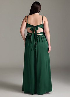 Azazie Zeya Bridesmaid Dresses Dark Green A-Line Pleated Stretch Satin Dress image10