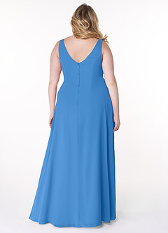 Azazie Kori Bridesmaid Dresses Blue Jay A-Line Pleated Chiffon Dress image7