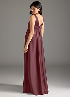 Azazie Yetta Maternity Bridesmaid Dresses A-Line Pleated Stretch Satin Floor-Length Dress image3