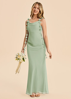 Azazie Trinity Junior Dusty Sage Mermaid Pleated Chiffon Dress image1