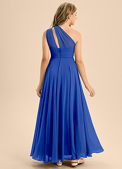 Azazie Charlize Junior Royal Blue A-Line Pleated Chiffon Dress image2