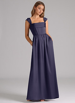 Azazie Hattie Brautjungfernkleider A-Linie Korsett Stretch-Satin Kleid Sturm image3