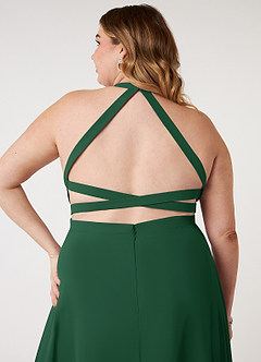 Azazie Clarice Bridesmaid Dresses Dark Green A-Line Halter Chiffon Dress image10