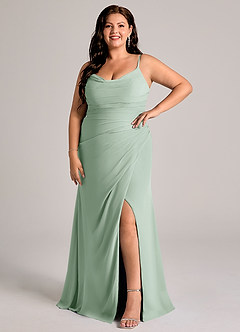 Azazie Deandra Bridesmaid Dresses Agave Mermaid Pleated Chiffon Dress image9