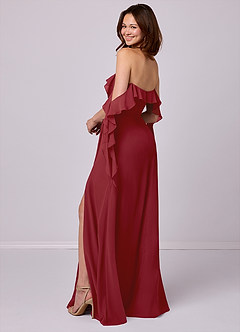 Barbie ♥ Azazie Bridesmaid Dresses Pomegranate A-Line Off the Shoulder Chiffon Convertible Dress image3