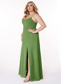 Azazie Moira Bridesmaid Dresses Basil A-Line Scoop Chiffon Dress image10