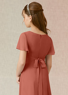 Azazie Induh Junior A-Linie Gestreift Chiffon Kleid Lehm image5