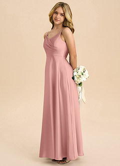 Azazie Bug Junior Abito A-Line in Raso Elasticizzato Plissettato Rosetta image7