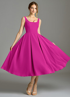 Azazie Amalie Bridesmaid Dresses Fuchsia A-Line Pleated Chiffon Dress image5