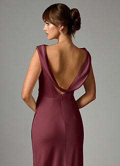 Azazie Kieryn Robes de demoiselle d'honneur Robe Sirène en Satin extensible Plissée Merlot image2
