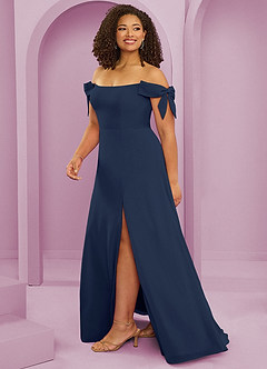 Barbie ♥ Azazie Bridesmaid Dresses Dark Navy A-Line Off the Shoulder Chiffon Convertible Dress image13