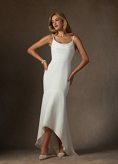 Azazie Sunbeam Abiti da Sposa Abito Sirena in Chiffon Perline Bianco Diamante image1