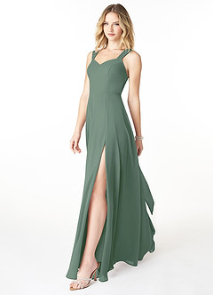 Azazie Julie Bridesmaid Dresses A-Line Convertible Chiffon Floor-Length Dress image2