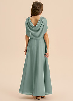 Azazie Lambie Junior Silver Sage A-Line Pleated Chiffon Dress image2