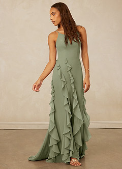 Christian Siriano Bridal for Azazie 1006 Bridesmaid Dresses Pistachio Mermaid Ruched Chiffon Dress image4