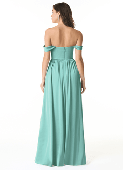 Azazie Morana Final Sale Amethyst A-Line Off the Shoulder Stretch Satin Convertible Dress image3