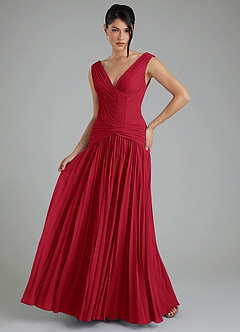 Azazie Kima Bridesmaid Dresses Scarlet A-Line Pleated Chiffon Dress image1