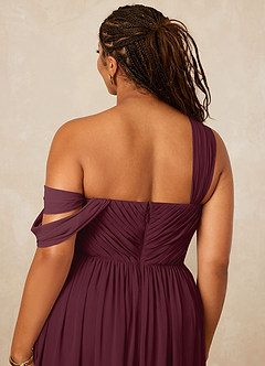Christian Siriano Bridal for Azazie 1014 Bridesmaid Dresses Cabernet A-Line Off the Shoulder Chiffon Dress image16