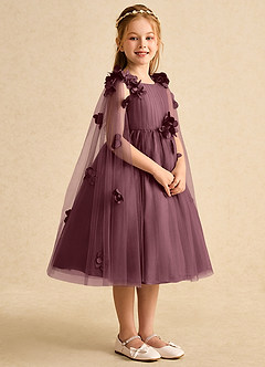 Azazie Staria Blumenmädchenkleider Ballkleid Gestreift Tüll Kleid Sangria image8