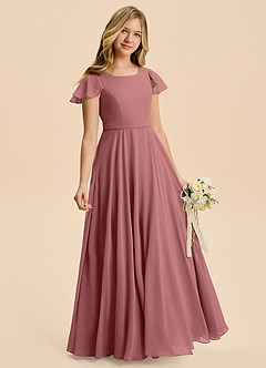 Azazie Cady Junior Amethyst A-Line Pleated Chiffon Dress image3