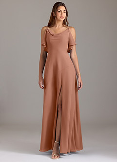 Azazie Darcia Bridesmaid Dresses Bronzer A-Line Side Slit Chiffon Dress image3