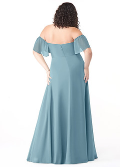 Azazie Sue Bridesmaid Dresses Moody Blue A-Line Off the Shoulder Chiffon Convertible Dress image8