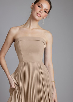 Azazie Mariana Bridesmaid Dresses Taupe A-Line Strapless Chiffon Dress image3