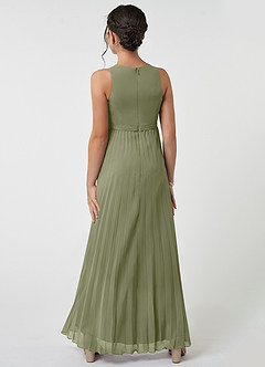 Azazie Lindie Junior Pistachio A-Line Pleated Chiffon Dress image4