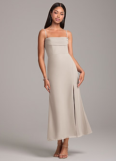 Azazie Saige Bridesmaid Dresses Frost Sheath Off the Shoulder Chiffon Convertible Dress image7