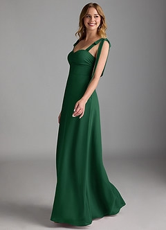 Azazie Lizet Bridesmaid Dresses Dark Green A-Line Sweetheart Neckline Chiffon Dress image4