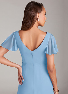 Azazie Soren Bridesmaid Dresses Powder Blue A-Line Ruched Chiffon Dress image7