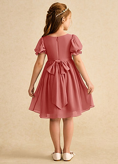 Azazie Jolie Flower Girl Dresses Antique Rose A-Line with Sleeves Chiffon Dress image2