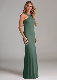 Azazie Doretta Bridesmaid Dresses Sea Moss Mermaid Pleated Chiffon Dress image4