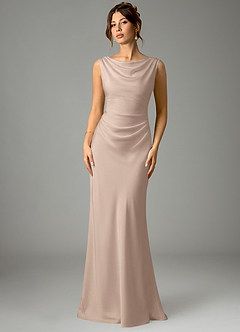 Azazie Kieryn Brautjungfernkleider Meerjungfrau-Linie Plissee Stretch-Satin Kleid Englisches Rosa image1