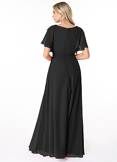 Azazie Aaliyah Modest Bridesmaid Dresses A-Line Scoop Pleated Chiffon Floor-Length Dress image2