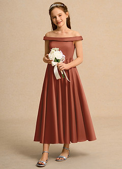 Azazie Teeny Junior Formal Flower Girl Klänningar Klä A-Line i Matt satäng Plisserad image1