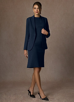 front Kennedy Dunkelmarine Strukturiertes Stretchkleid