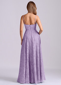Azazie Elle Final Sale Lilac A-Line Pleated Floral Burnout Dress image2
