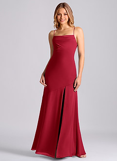 Azazie Grata Bridesmaid Dresses Scarlet Mermaid Pleated Chiffon Dress image3
