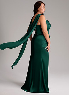 Azazie Sorrel Bridesmaid Dresses Emerald Mermaid Strapless Stretch Satin Convertible Dress image8