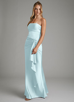 Azazie Janel Robes de demoiselle d'honneur Robe Sirène en Satin extensible Corset Bleu Nuage image5