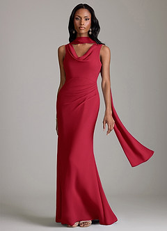 Azazie Linelle Bridesmaid Dresses Scarlet Mermaid Pleated Chiffon Dress image1