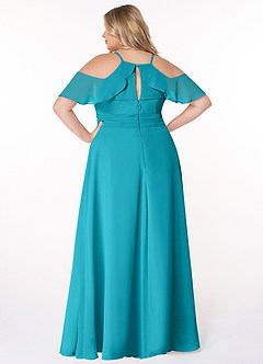 Azazie Dakota Bridesmaid Dresses Jade A-Line V-Neck Pleated Chiffon Dress image7