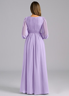 Azazie Palerma Bridesmaid Dresses Lilac A-Line Long Sleeve Chiffon Dress image2