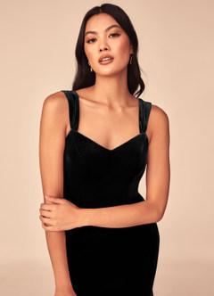 Azazie Lanessa Bridesmaid Dresses Black Mermaid V-Neck Keyhole Back Velvet Dress image3