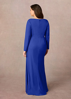 Azazie Risa Mother of the Bride Dresses Royal Blue Mermaid V-Neck Pleated Mesh Dress image8