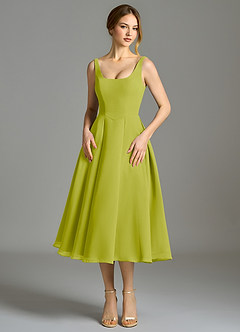 Azazie Amalie Bridesmaid Dresses Lemongrass A-Line Pleated Chiffon Dress image4