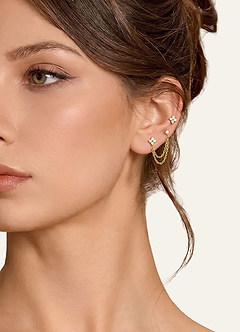 front 14K Gold Plated Birthstone Dangle Earrings