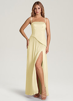 Azazie Tierney 신부 들러리 드레스 A라인 스트랩리스 쉬폰 바닥 길이 드레스 image3