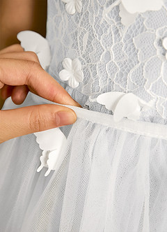 Azazie Darlina Robe Demoiselle D'honneur Fillette Robe Princesse en Tulle Dentelle Ivoire Blanc image12
